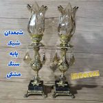 شمعدان شیک برنجی مدل پایه سنگ مشکی